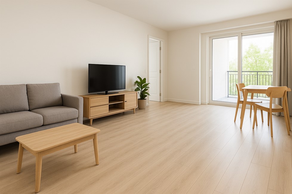 Sol SPC posé dans un appartement destiné à la location