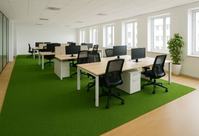 Open space avec gazon synthétique au sol